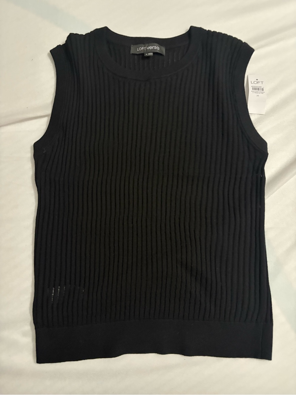 LOFT Black Ribbed Sleeveless Top